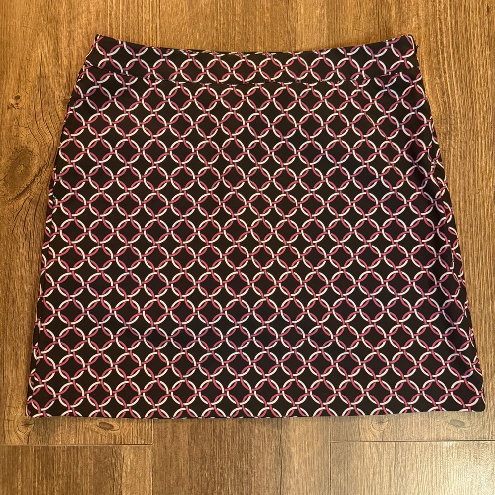 Greg Norman Golf Skort Black Pink Geometric Interlocking Circle Women Size 4‎